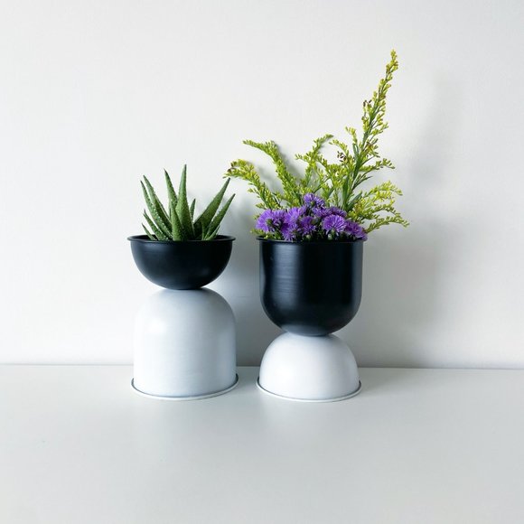 "Venus" Double Decker Metal Planter / Pot in Matte Finish - White - Picture 7 of 13
